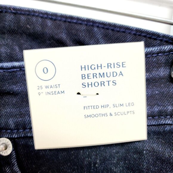 High-Rise Bermuda Denim Shorts Universal Thread Slim Leg Smooths  Size 0/25 - Picture 6 of 11